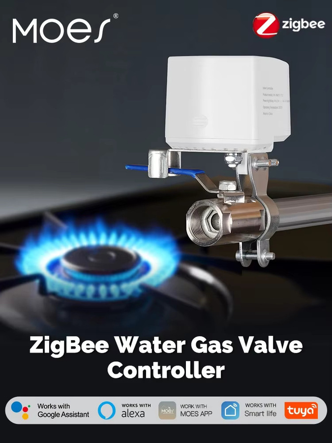 MOES Tuya ZigBee Intelligenter Batterie-Wasser-Gasventil-Controller in Weiß mit Sprachsteuerung für Alexa und Google Home - Bild 5