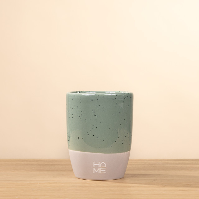 BLUME2000 Becher HOME aus Keramik in Mint mit gepunktetem Design - Bild 1