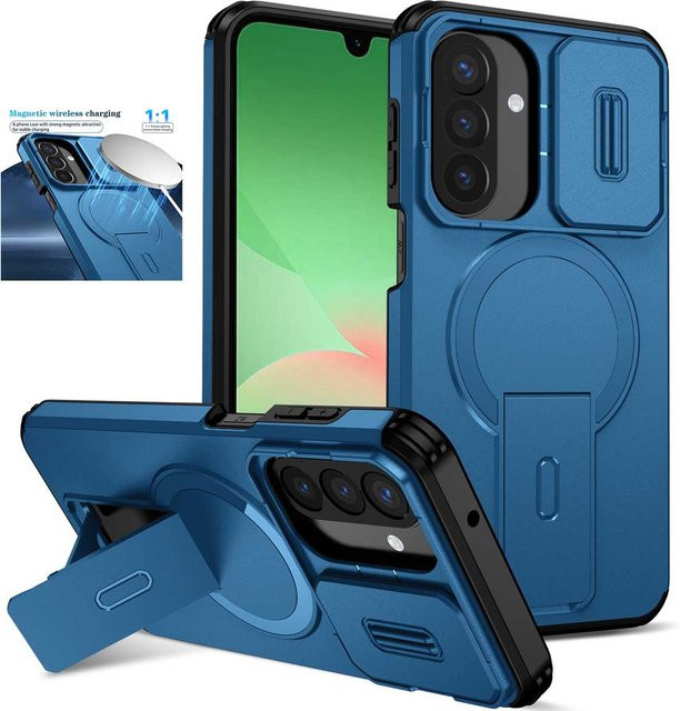 Magnetische Handyhülle mit Ring-Halter und Kameraschutz für Samsung Galaxy A57 A37 A17 A56 A36 A26 A16 A55 A35 A25 A15 in Blau oder Lila - Bild 1