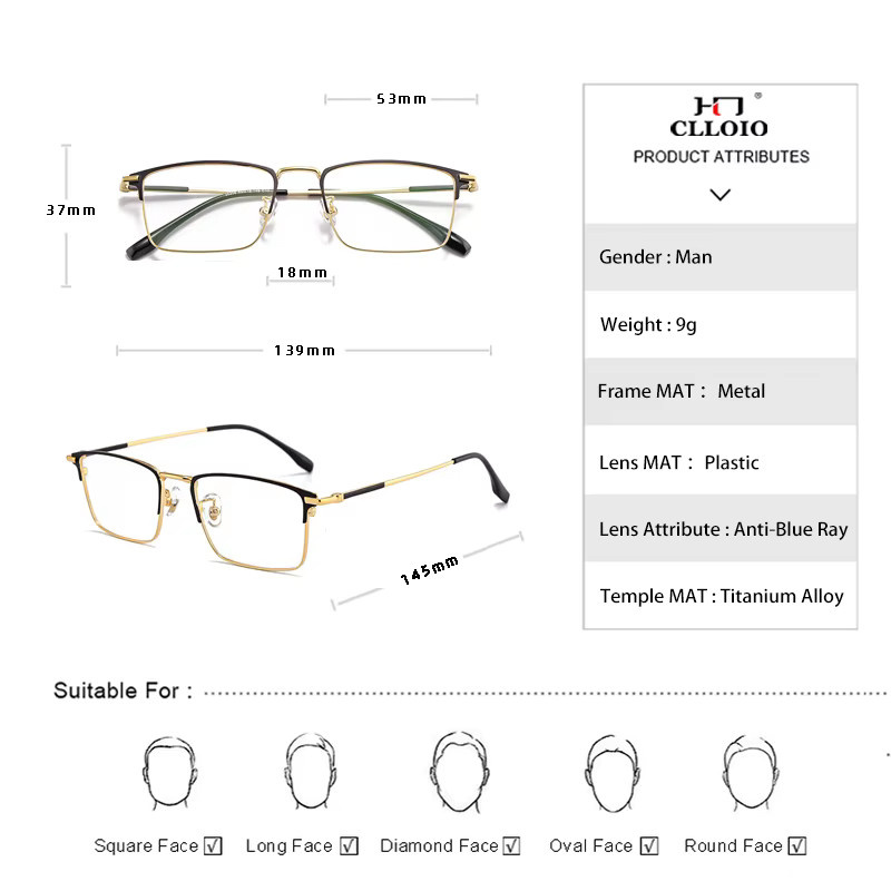 CLLOIO Lesebrille, Vollrand, rechteckig, Metall, Herren - Bild 4