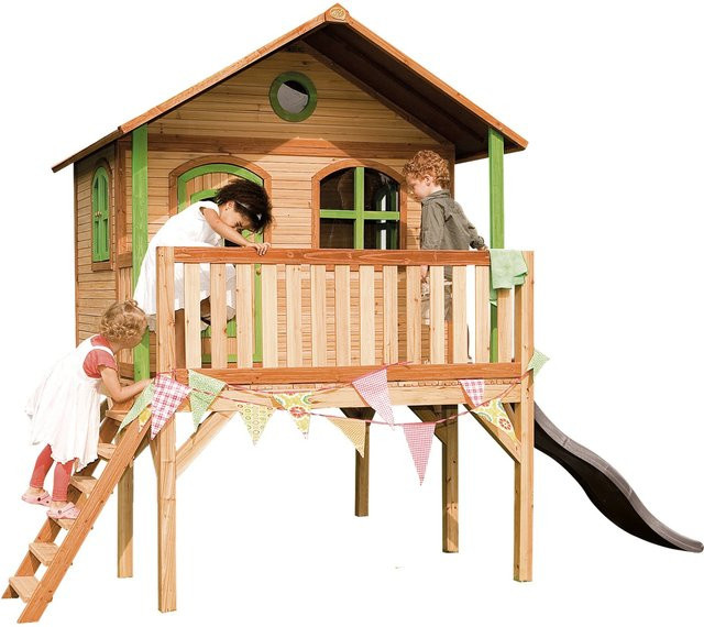 Axi Spielhaus Sophie aus Hemlockholz mit Rutsche in Braun und Hellgrün, B/T/H: 380 x 274 x 212 cm - Bild 1