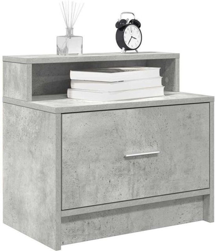 Moderner Nachttisch mit Schublade von Vidaxl in Betongrau, B/T/H: 51 x 31 x 47 cm - Bild 1