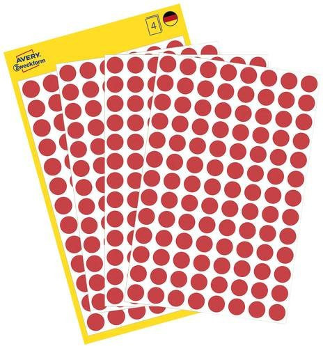 Avery Zweckform Markierungspunkte 3010 Etiketten Ø 8 mm Rot Permanent haftend aus Papier - Bild 1