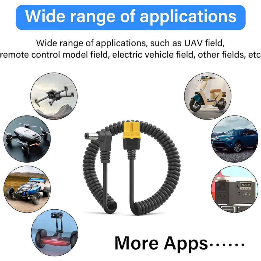 XT60 auf DC 5.5 x 2.5/2.1mm Ladeadapterkabel in Schwarz für UAV und Lötkolben - Bild 3