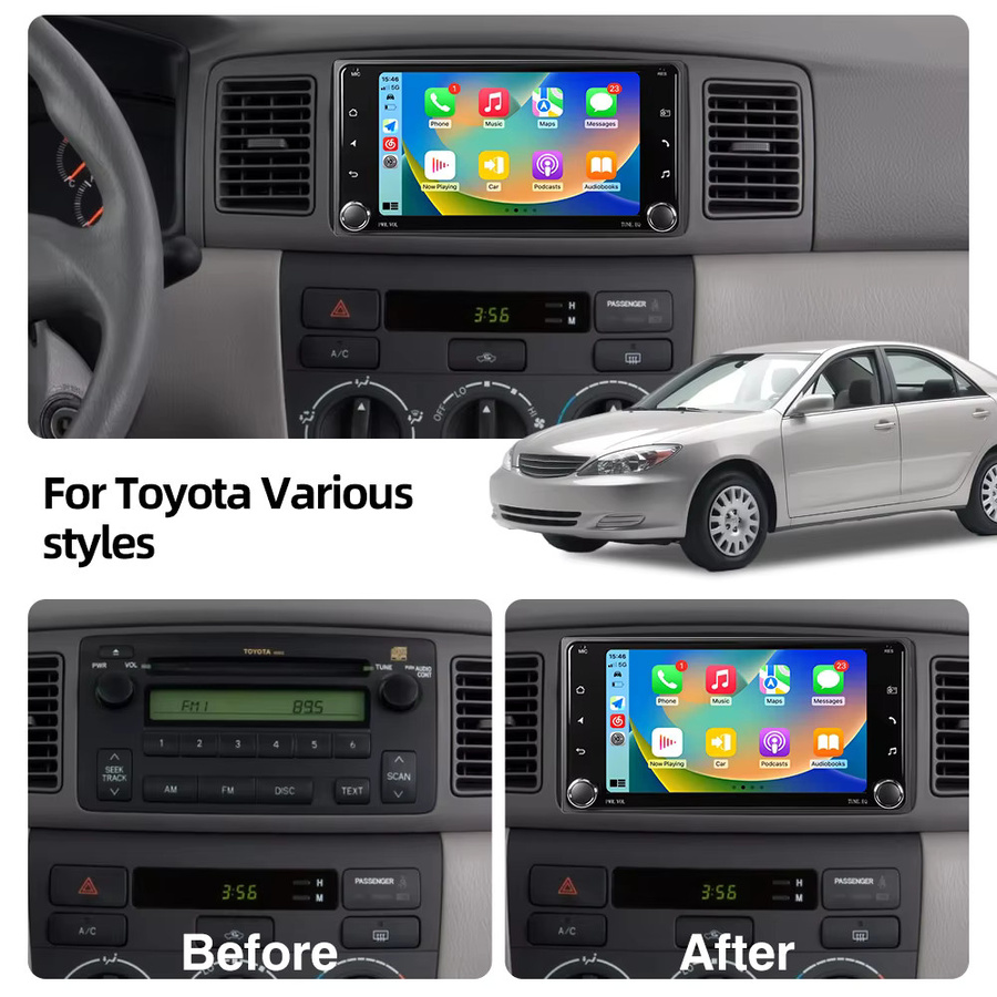 AKAMATE Universal Auto Radio für Toyota mit 7 Zoll Display, Android 13, kabelloses CarPlay, Android Auto, Bluetooth und WiFi, Schwarz - Bild 4