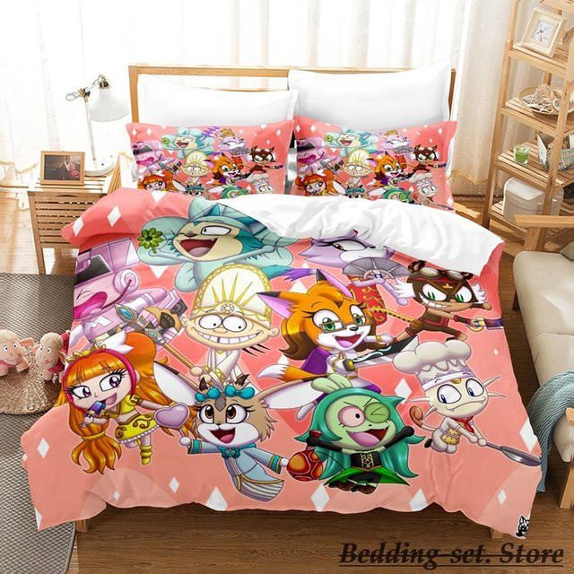 Miitopia Bettwäsche Set mit Grafikprint in Pink, B/H: 135 x 200 cm - Bild 1