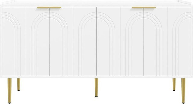 okwish Sideboard Modernes Wohnzimmer Sideboard in Weiß B/T/H: 140 x 38 x 75 cm - Bild 1