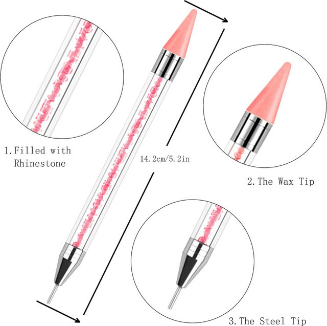 FUMOSIK Picking Pen Kit Rosa, Nagelschmuck Kaviar Edelstein - Bild 1