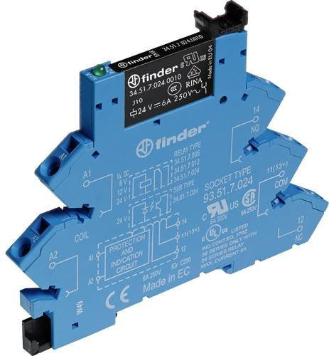 Finder Koppelrelais 38.61.3.240.0060, 230 V/AC, 6A, 1 Wechsler, Blau - Bild 1
