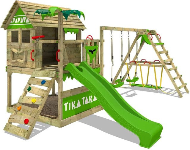 Fatmoose TikaTaka Surfswing Spielturm mit Rutsche, Apfelgrün - Bild 1