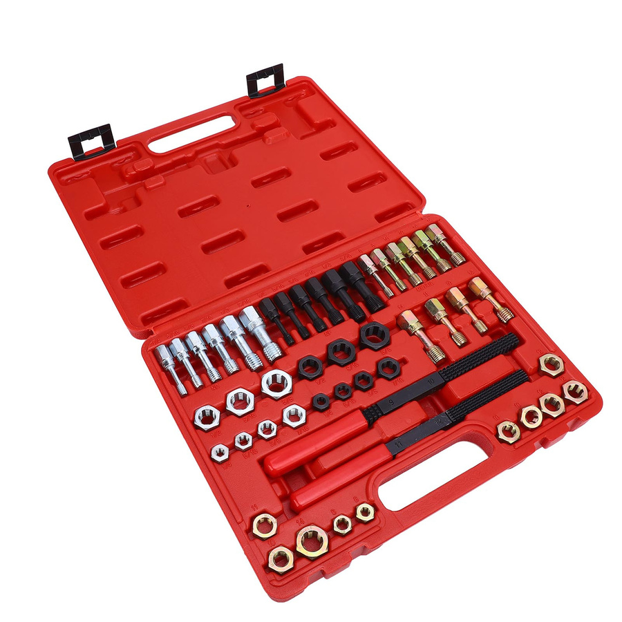 Aimo 48-teiliges Gewindeschneider-Set in Schwarz und Rot mit metrischen und SAE-Größen, bestehend aus 22 Gewindebohrern, 24 Schneideisen und 2 Gewindefeilen aus Stahl - Bild 2