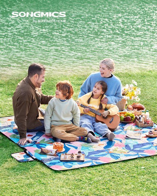 SONGMICS Picknickdecke wasserdicht und maschinenwaschbar, B/B: 200 x 200 cm - Bild 1