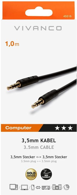 Vivanco Audio Anschlusskabel mit 3,5 mm Klinke in Schwarz, Länge: 1 m - Bild 1