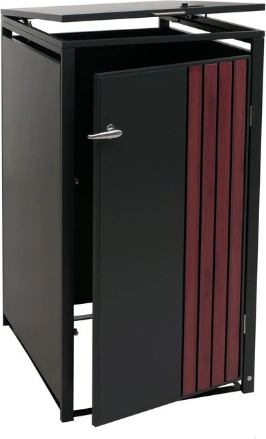 Proregal Mülltonnenverkleidung mit Deckel in Anthrazit Holzoptik, H x B x T: 122 x 68 x 84 cm - Bild 1