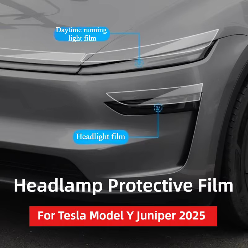 Scheinwerferschutzfolie für Tesla Model Y Juniper 2025 aus TPU in Schwarz und Transparent - Bild 2