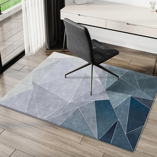 Lodestar Geometrischer Teppich aus Polyester in Blau, Rutschfeste Samtmatte für Wohnzimmer, Schlafzimmer und Home Office, B/T: 60 x 40 cm - Bild 1