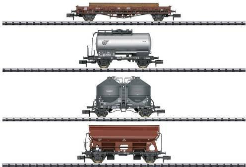 MiniTrix 18722 N Güterwagen der DB, 4er-Set, 1:160, Bunt / Mehrfarbig