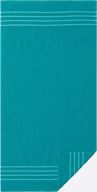 Wäschepur 3-tlg. Handtuch-Sparset aus 100% Baumwolle in Blau und Türkis mit Streifen-Bordüre, Walkfrottier-Qualität - Bild 1