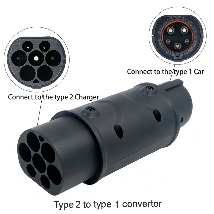 ANDAIIC EV-Ladegerät-Adapter Typ 2 auf Typ 1 Konverter für Elektrofahrzeuge in Schwarz - Bild 3