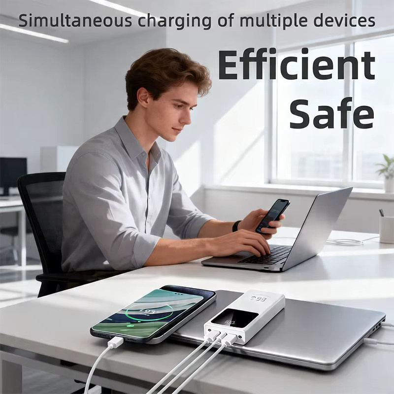 Cohana Hochleistungs-Powerbank 50000mAh mit 66W Schnellladefunktion, Tragbares Ladegerät für iOS und Android in Schwarz mit LED-Taschenlampe und Mehrfachladefunktion für 3 Geräte - Bild 7