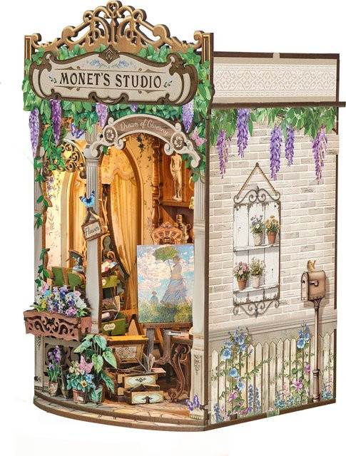 DIY Buchecke aus Holz Monets Studio Miniaturen mit Licht in Multicolor - Bild 1