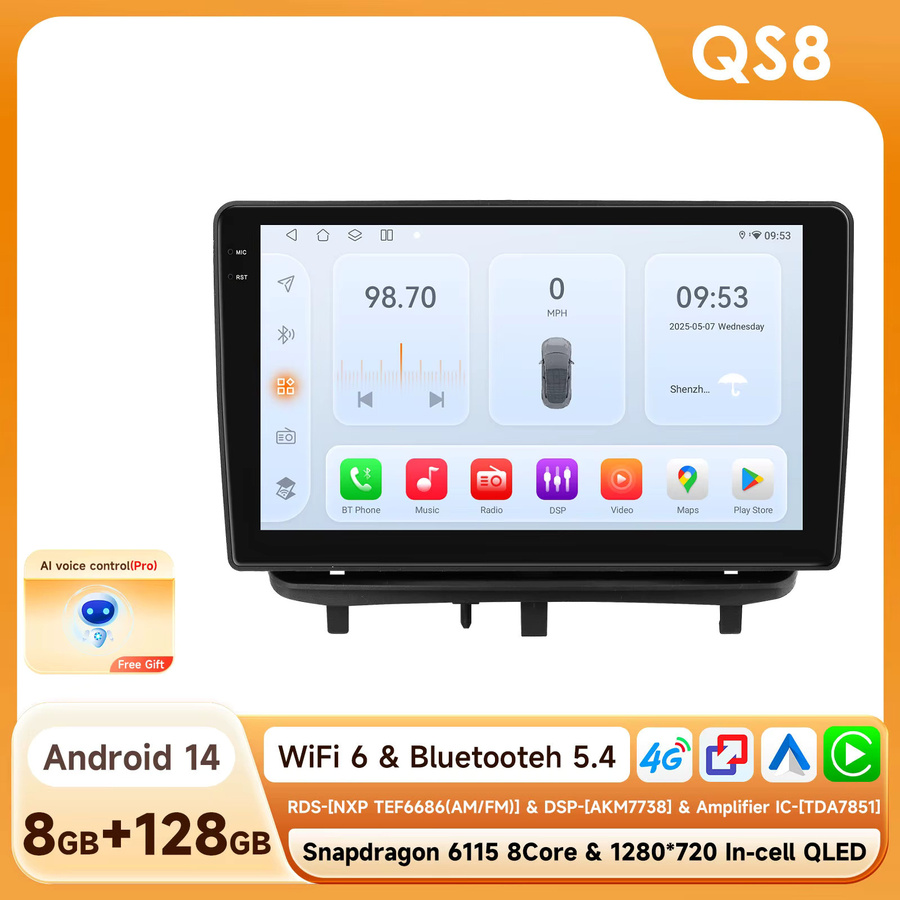 OSSURET 9 Zoll Android 14 Autoradio für OPEL CORSA D 2007-2012 mit Qualcomm Snapdragon 6115 Octa-Core, GPS-Navigation, Bluetooth und Wireless Carplay sowie Android Auto, Schwarz - Bild 7