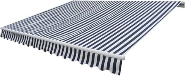 furnicato Gelenkarmmarkise handbetrieben aus Aluminium und Polyester, Marineblau/Weiß gestreift, Breite: 300 cm - Bild 1