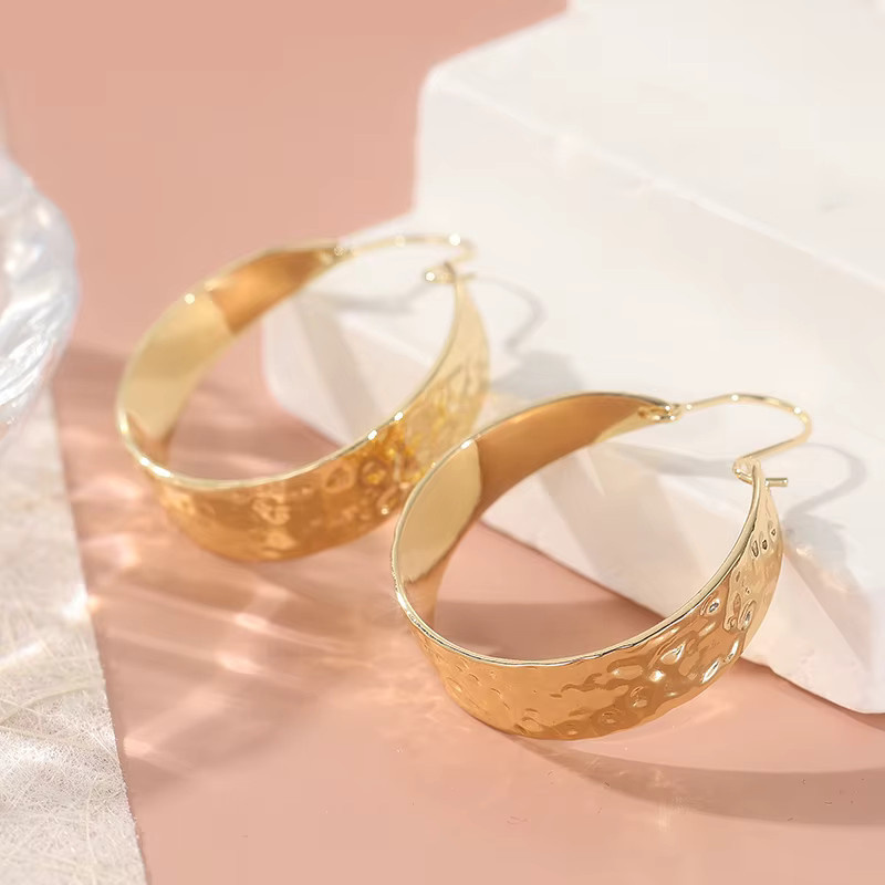 Creolen Gold, Geometrie Muster, Damen - Bild 3