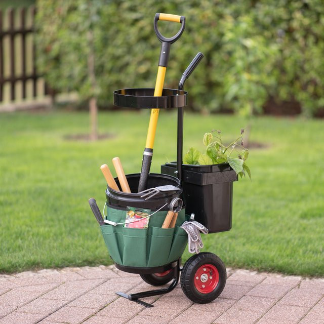 Westmann Universal Gartentrolley und Werkzeughalter, schwarz/grün, B: 40 cm, T: 56 cm, H: 104 cm - Bild 1