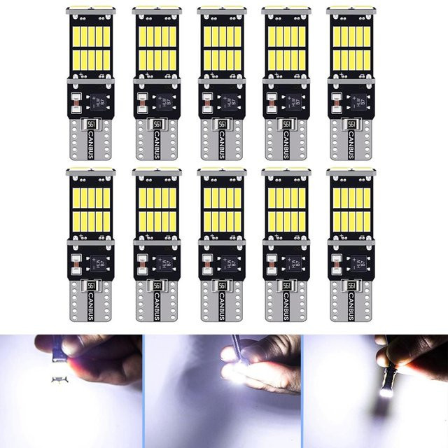 Neallor 10er Set W5W T10 LED Autolampen mit Canbus 4014 SMD, 12V, 6000K Cool White für Innenraum, Dome, Leselicht und Kennzeichenbeleuchtung - Bild 1