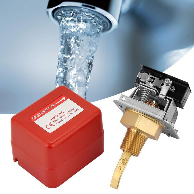Neoglint Wasser Paddel Strömungsschalter mit Gewindeanschluss und SPDT Kontakten in Rot und Edelstahl - Bild 1