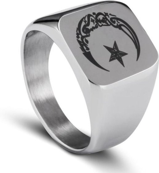 Edelstahlring, Bicolor, Mond, Stern, Herren - Bild 1