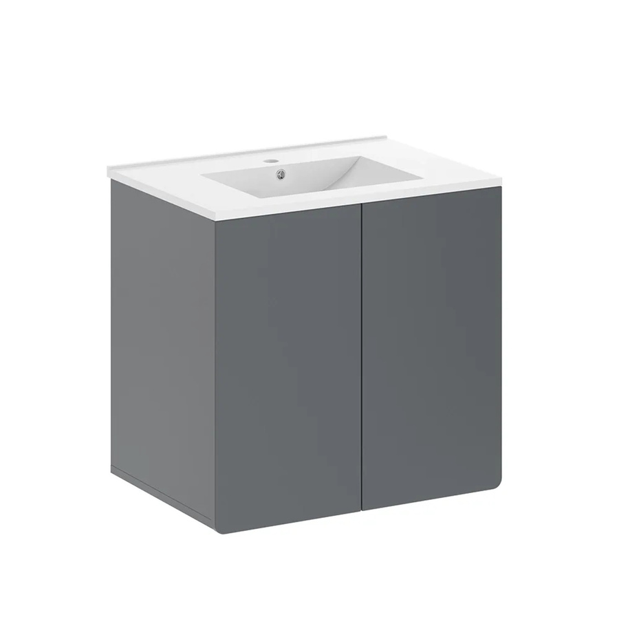 Vicco Badmöbel-Set Izan modern in Grau mit Waschtischunterschrank und Keramikwaschbecken B/T/H: 61,8 x 44,8 x 57,8 cm - Bild 3