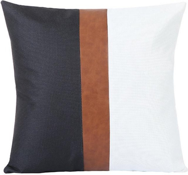 Dekorativer Patchwork Kissenbezug aus PU-Leder von JMG Clothing in Braun, B/T/H: 45 x 45 x 0 cm - Bild 1