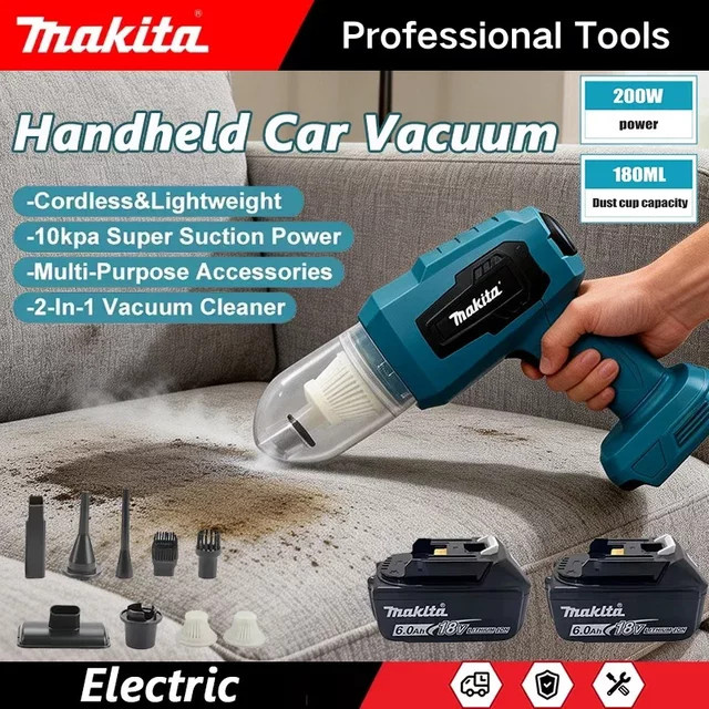 Makita Mini-Elektro-Staubsauger in Blau mit Gebläsefunktion und 7 Düsen für 18-V-Akkus - Bild 1