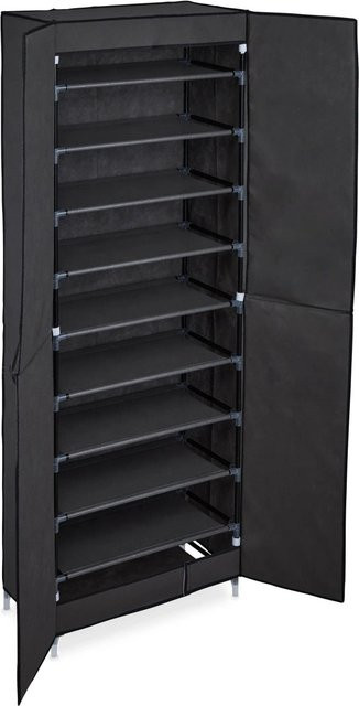 Relaxdays Schuhschrank aus Stoff in Anthrazit mit 10 Fächern und Magnetverschluss, H: 168 cm, B: 61 cm, T: 31,5 cm - Bild 1