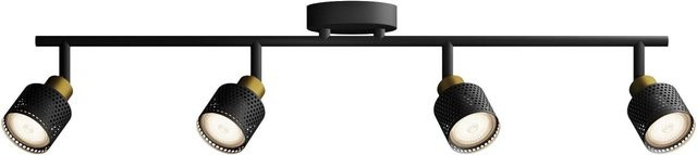 Philips Hue Niall 4-flammige LED Wandleuchte aus Metall in Schwarz-Gold, verstellbar, GU10 - Bild 1