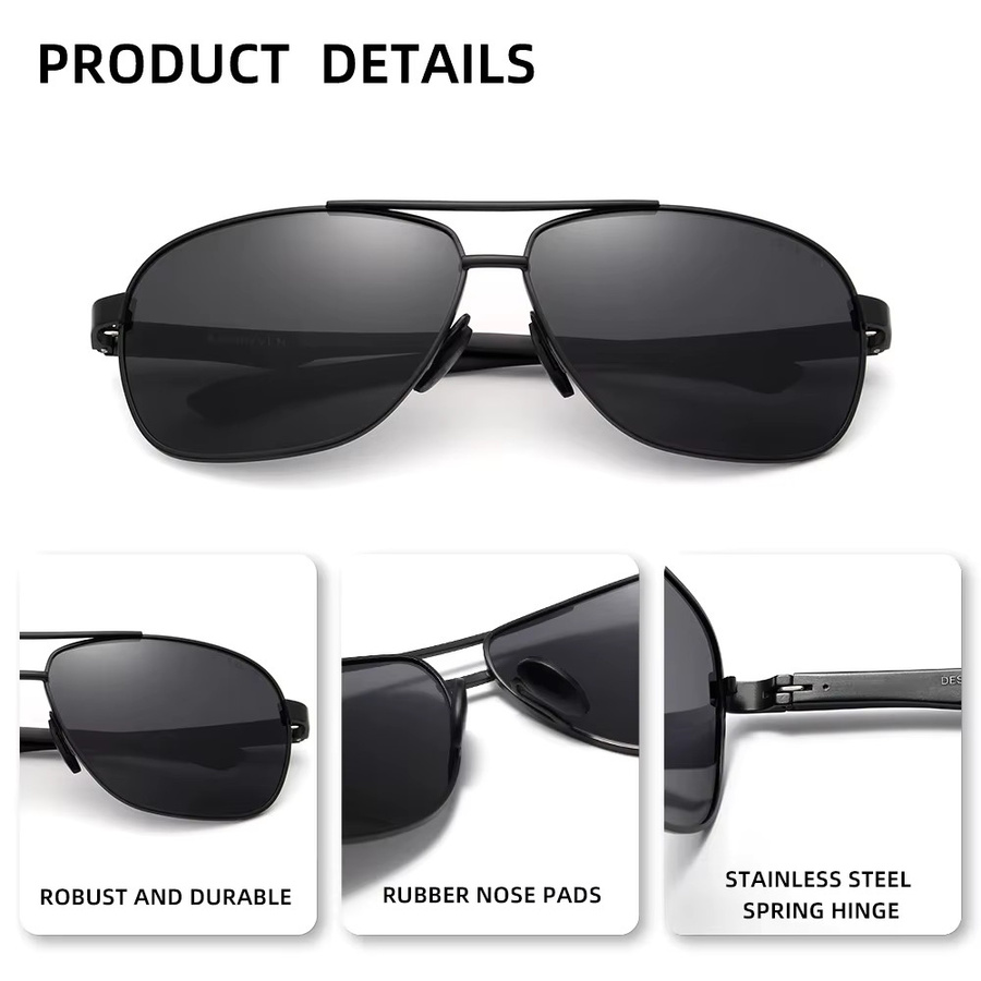 KINGSEVEN Sonnenbrille, Vollrand, Metall, Schwarz, Unisex, polarisiert - Bild 3