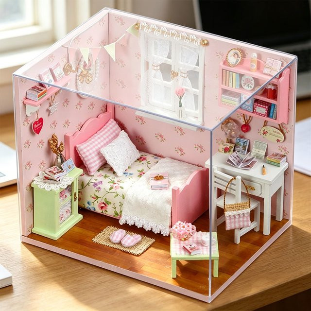 zuuton DIY Miniatur-Puppenhaus-Bausatz, Holz, 3D-Puzzle, mit LED - Bild 1