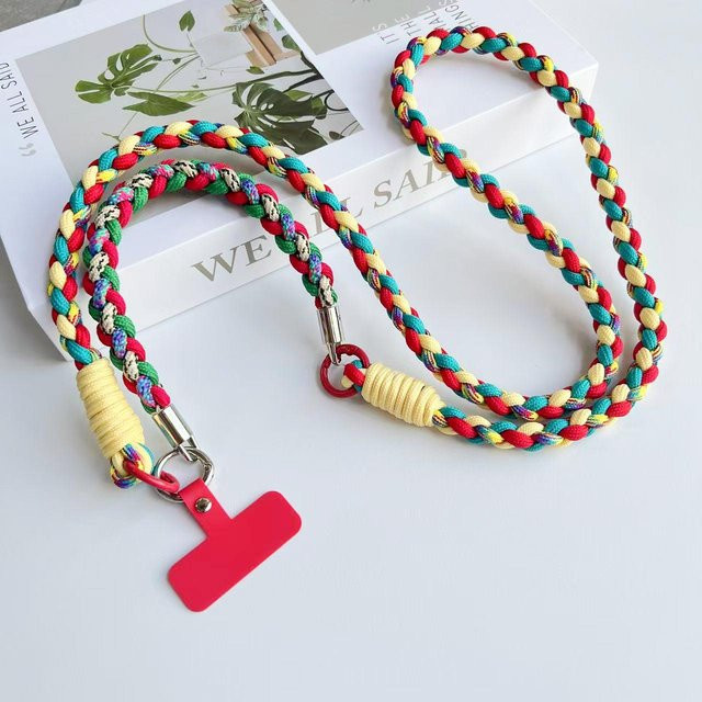 HANZHI Drei-in-Eins Geflochtenes Lanyard als modische Handytasche zum Umhängen und als kurzes Handgelenkseil in Multicolour - Bild 1