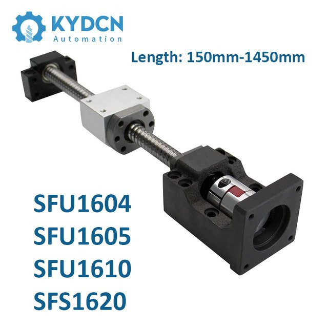 KYDCN Kugelumlaufspindel-Set mit Mutterhalter Plus BK12BF12 Stützgelenk und Kupplung in Silber, Modelle SFU1604/1605/1610 und SFS1620, Länge: 150-1450 mm - Bild 1