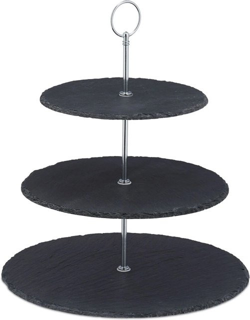 Relaxdays Etagere aus Metall in Anthrazit mit 3 Etagen, B/T/H: 34 x 30 x 30 cm - Bild 1