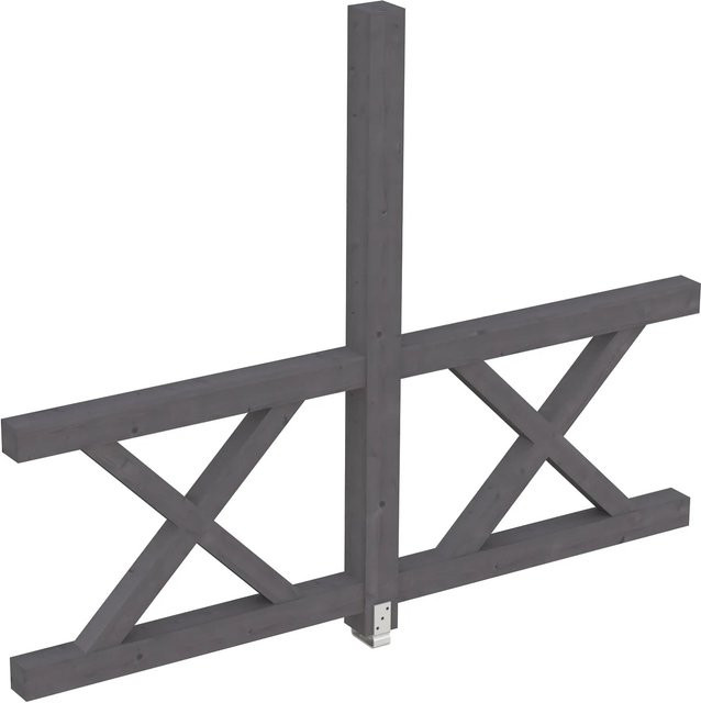 Skan Holz Seitenwand aus Fichte mit Andreaskreuz in Schiefergrau, B/H: 120 x 210 cm - Bild 1