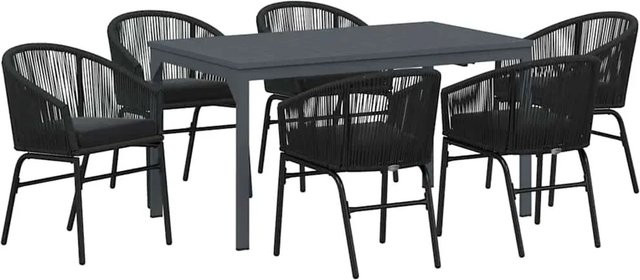 vidaXL Garten Essgruppe 7-teilig aus Poly-Rattan und pulverbeschichtetem Stahl in Schwarz - Bild 1