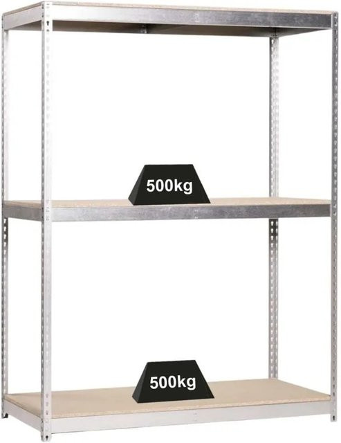 PROREGAL Schwerlastregal Wood Beast Silver, H x B x T: 200 x 210 x 60 cm, 3 Ebenen, Fachlast 500 kg, pulverbeschichtet - Bild 1