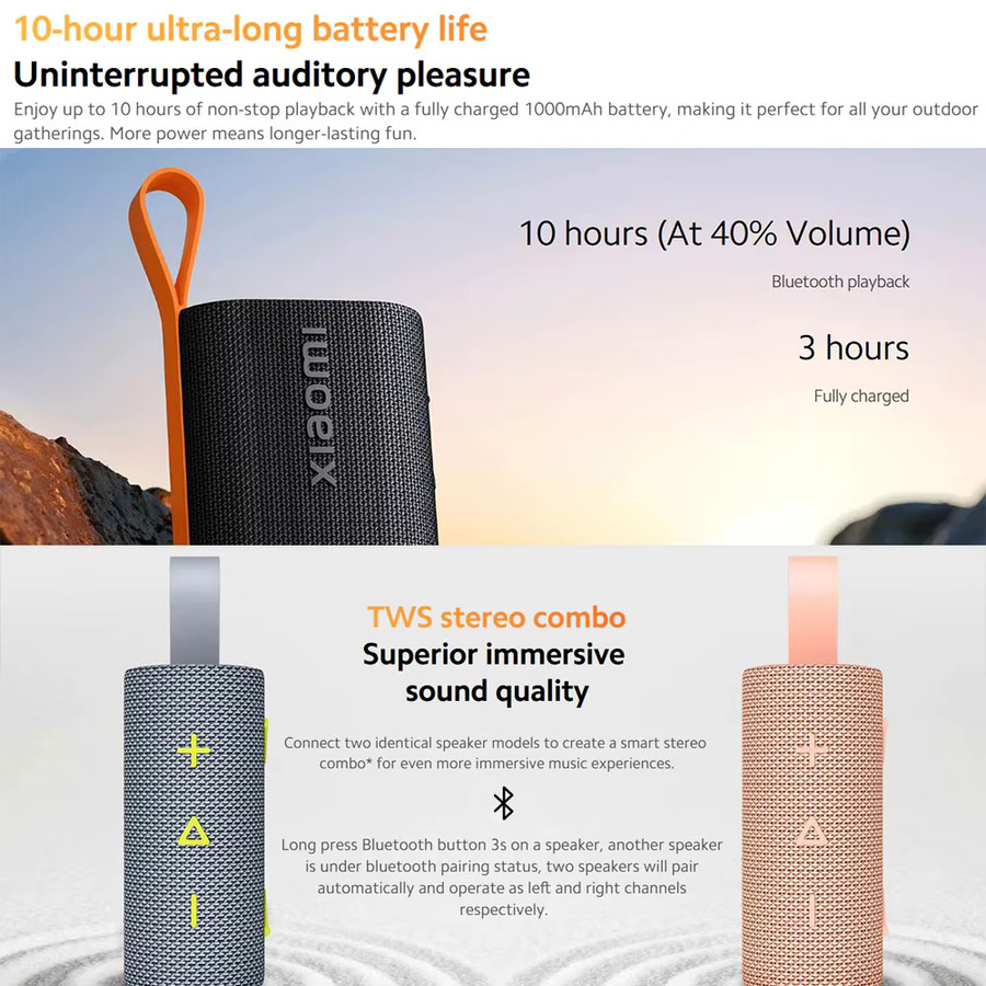 Xiaomi Sound Pocket TWS Stereo Combo kabelloser Bluetooth 5.4 Lautsprecher Schwarz - Bild 4