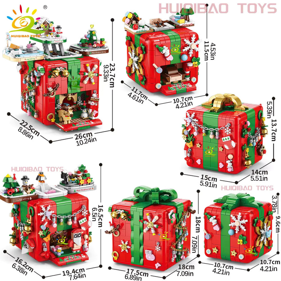 HUIQIBAO DIY Modellbaustein Überraschungsbox mit Elch und Schneemann, Weihnachts-Spielzeug für Kinder und Erwachsene, Mehrfarbig - Bild 6