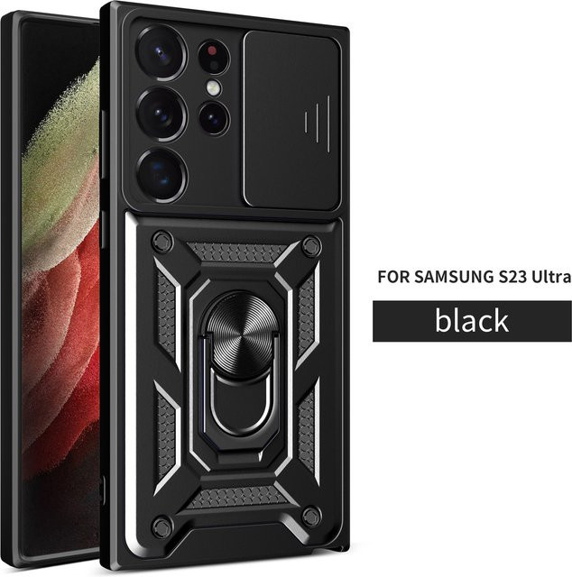 Samsung Galaxy S23 Ultra Military Grade Bumper Armor Schutzhülle mit Kameraobjektiv-Schutz in Schwarz und Gold - Bild 1