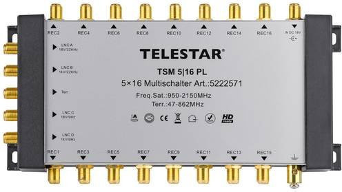 Telestar TSM 5/16 Premium Line SAT Multischalter mit 5 Eingängen und 16 Teilnehmern in Schwarz/Silber - Bild 1