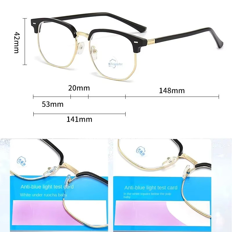 Rexxar Korrektionsbrille Halbrahmen, Browline, Schwarz, Unisex, Blaulichtfilter - Bild 3